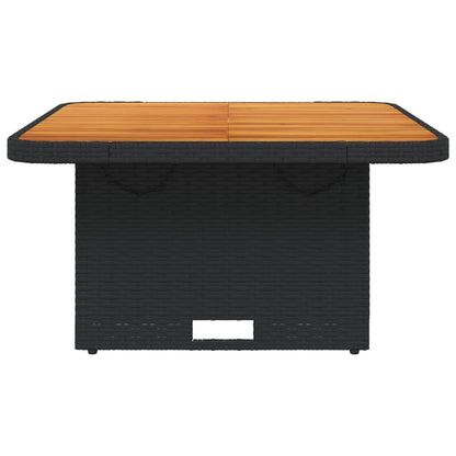 vidaXL Gartentisch Schwarz 80x80x71 cm Poly Rattan und Akazienholz