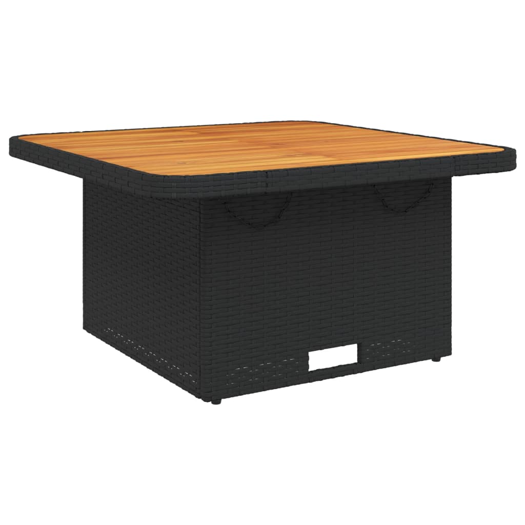 vidaXL Gartentisch Schwarz 80x80x71 cm Poly Rattan und Akazienholz