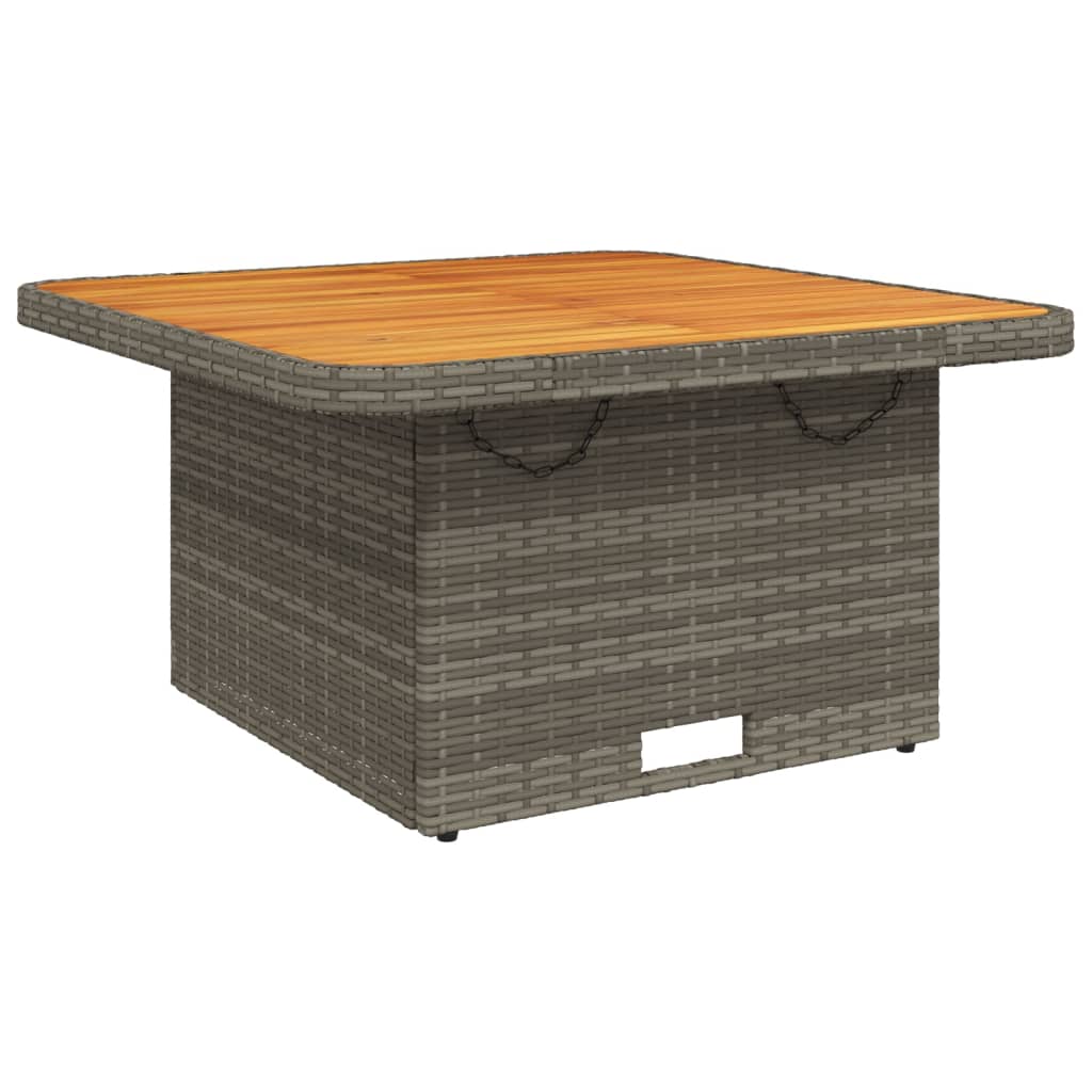 vidaXL Gartentisch Grau 80x80x71 cm Poly Rattan und Akazienholz