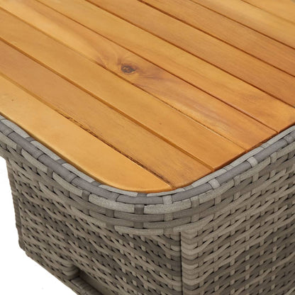 vidaXL Gartentisch Grau 80x80x71 cm Poly Rattan und Akazienholz