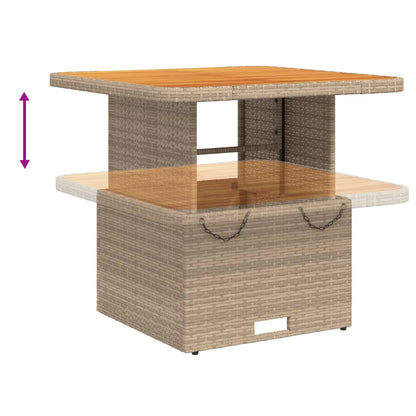 vidaXL Table de jardin beige 80x80x71 cm résine tressée et bois d'acacia
