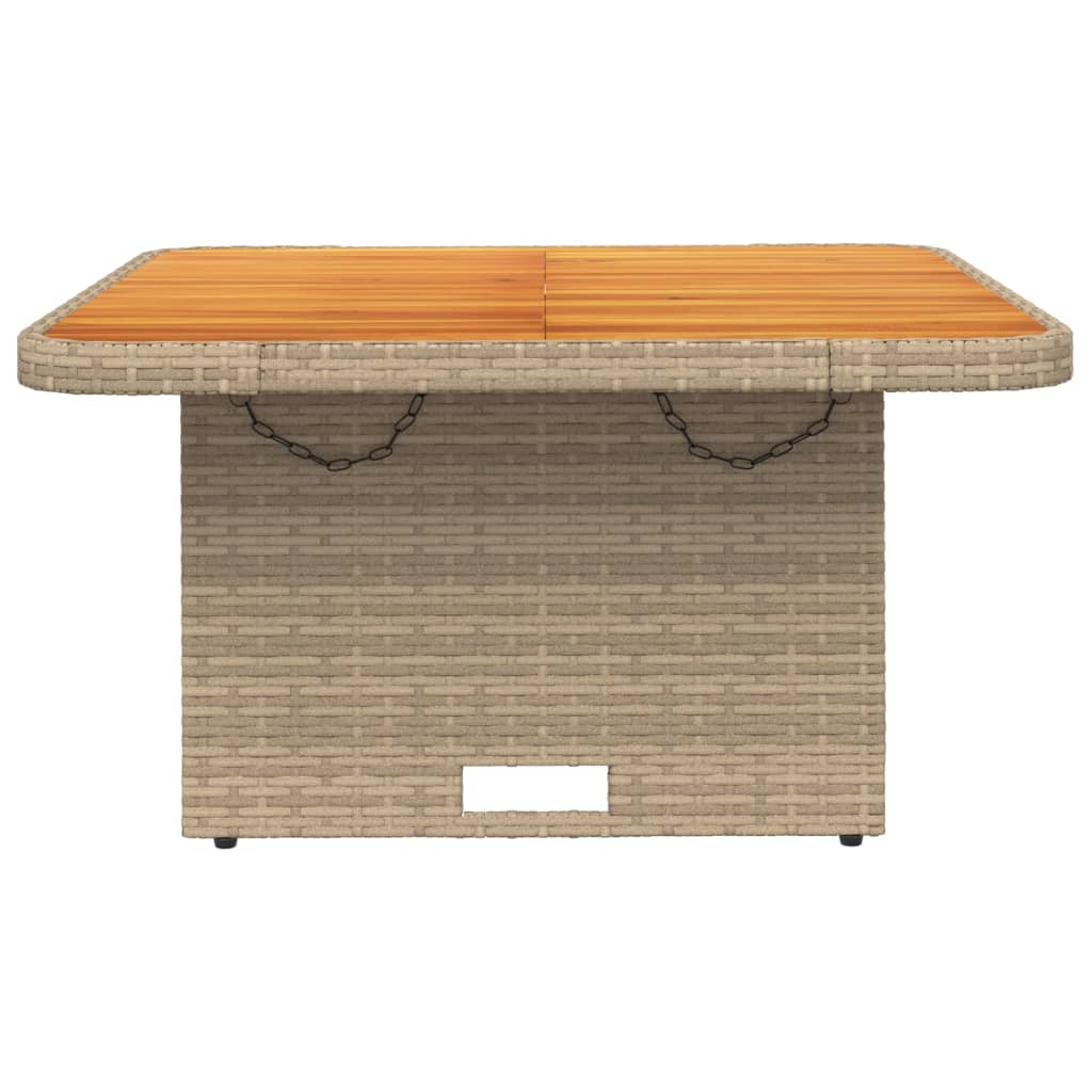 vidaXL Table de jardin beige 80x80x71 cm résine tressée et bois d'acacia
