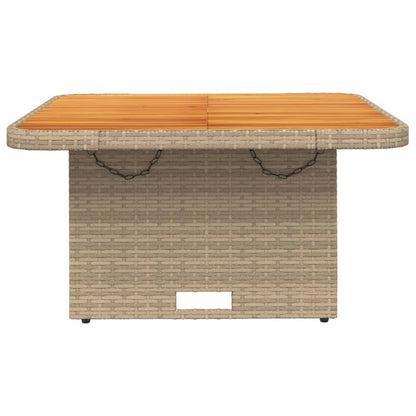 vidaXL Table de jardin beige 80x80x71 cm résine tressée et bois d'acacia