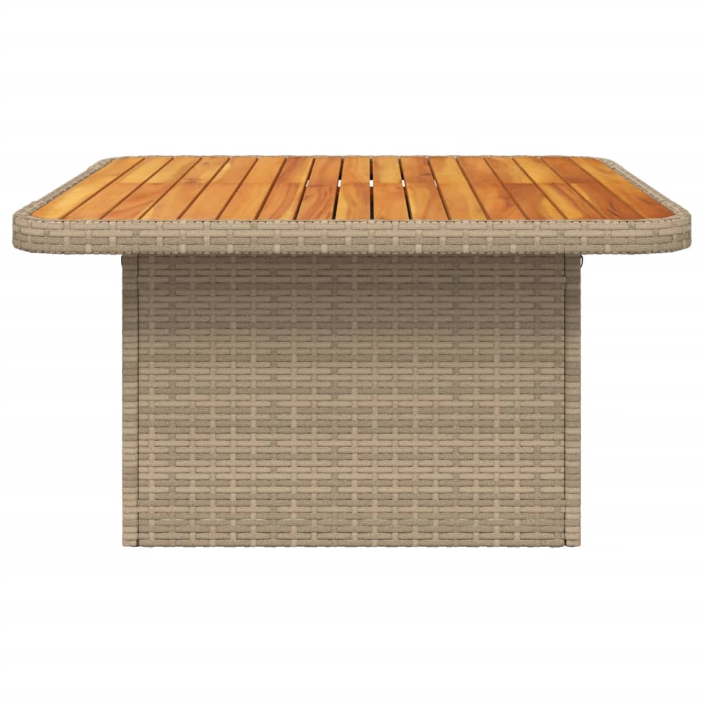 vidaXL Table de jardin beige 80x80x71 cm résine tressée et bois d'acacia
