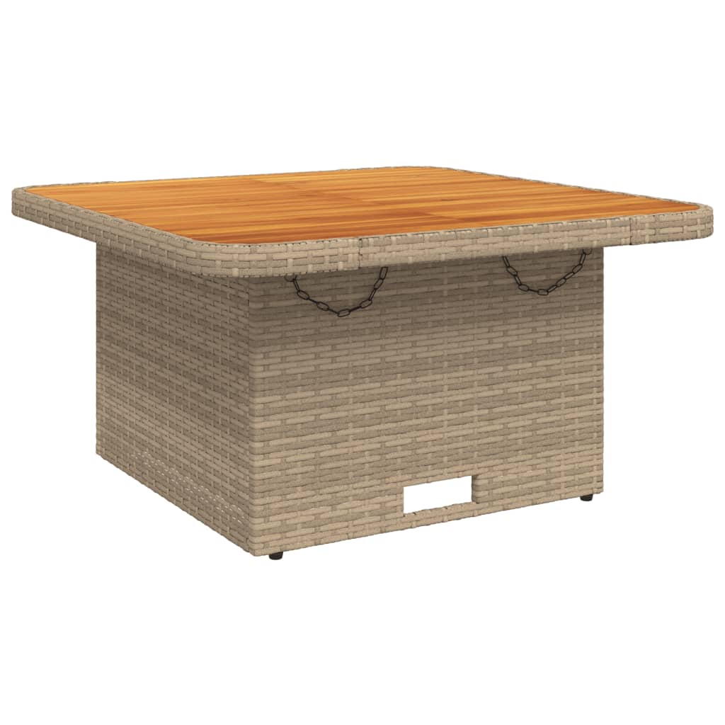 vidaXL Table de jardin beige 80x80x71 cm résine tressée et bois d'acacia