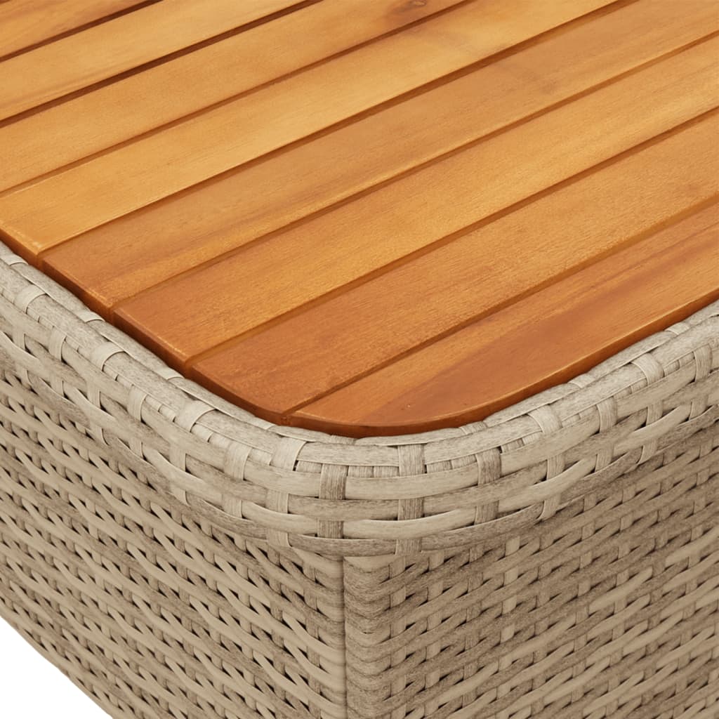 vidaXL Table de jardin beige 80x80x71 cm résine tressée et bois d'acacia