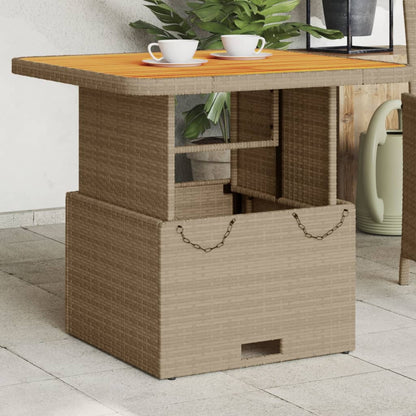 vidaXL Table de jardin beige 80x80x71 cm résine tressée et bois d'acacia