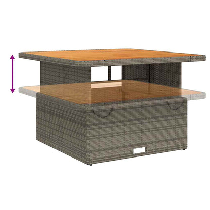 vidaXL Table de jardin gris 110x110x71 cm en résine tressée et bois d'acacia