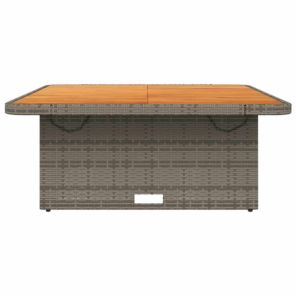 vidaXL Table de jardin gris 110x110x71 cm en résine tressée et bois d'acacia