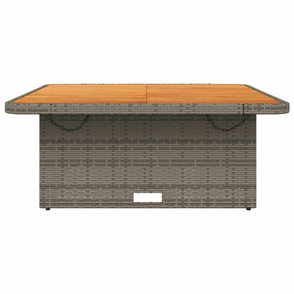 vidaXL Table de jardin gris 110x110x71 cm en résine tressée et bois d'acacia