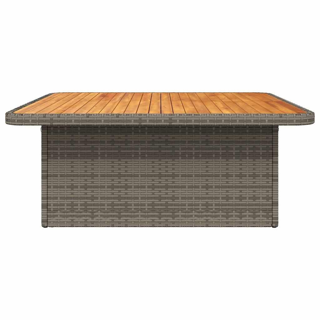 vidaXL Table de jardin gris 110x110x71 cm en résine tressée et bois d'acacia