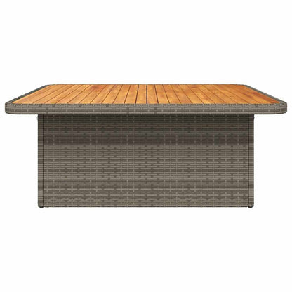 vidaXL Table de jardin gris 110x110x71 cm en résine tressée et bois d'acacia