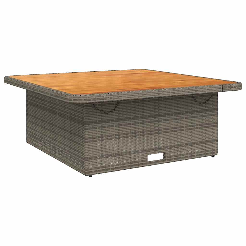 vidaXL Table de jardin gris 110x110x71 cm en résine tressée et bois d'acacia
