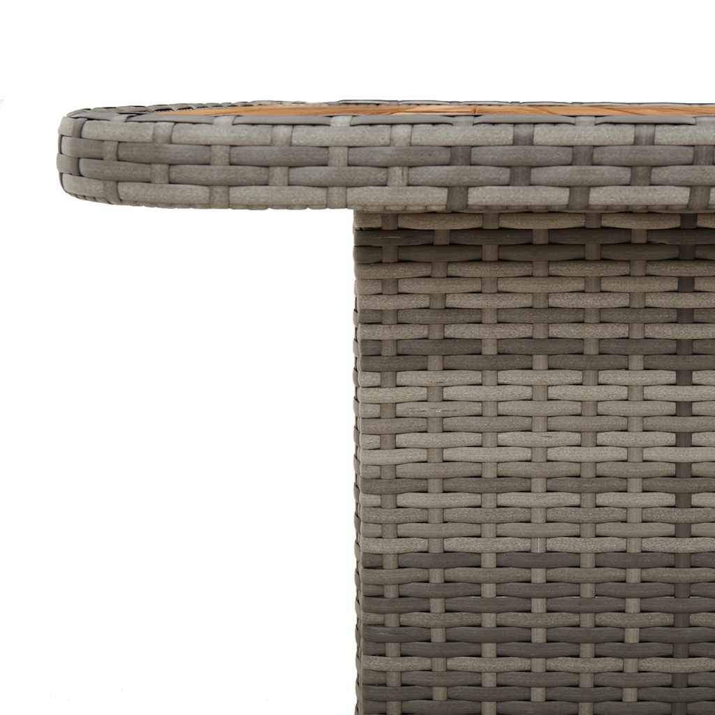 vidaXL Table de jardin gris 110x110x71 cm en résine tressée et bois d'acacia