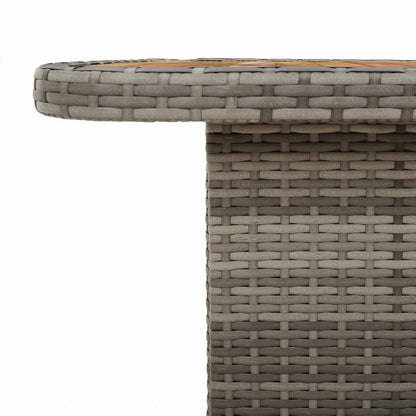 vidaXL Table de jardin gris 110x110x71 cm en résine tressée et bois d'acacia