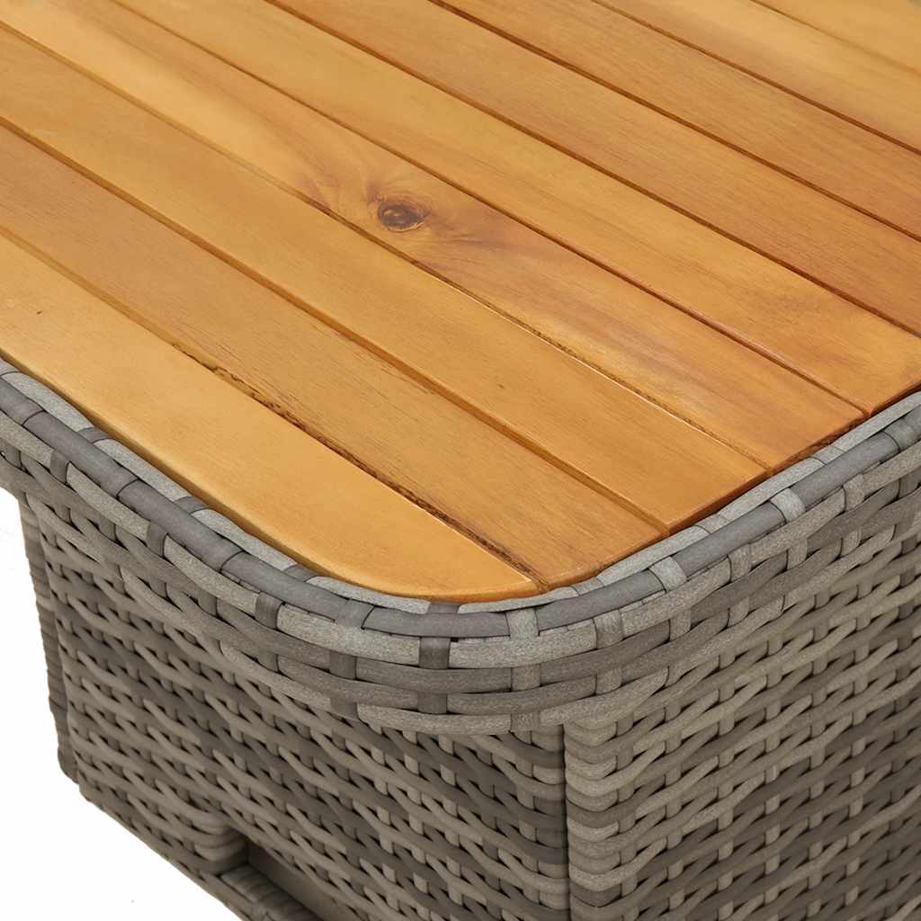 vidaXL Table de jardin gris 110x110x71 cm en résine tressée et bois d'acacia