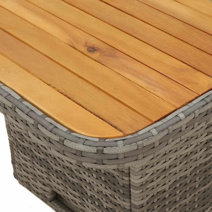 vidaXL Table de jardin gris 110x110x71 cm en résine tressée et bois d'acacia