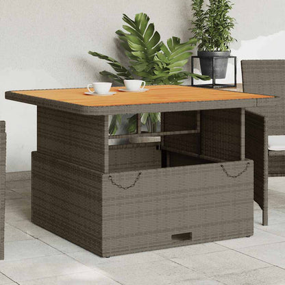vidaXL Table de jardin gris 110x110x71 cm en résine tressée et bois d'acacia