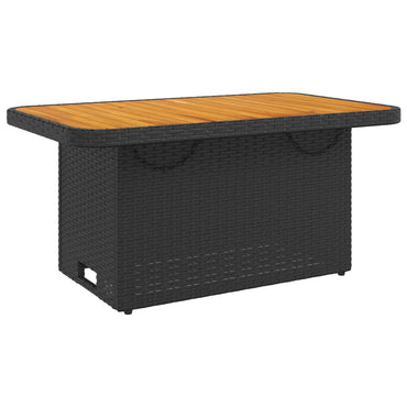 vidaXL Table de jardin noire 90x55x71 cm en résine tressée et bois d'acacia