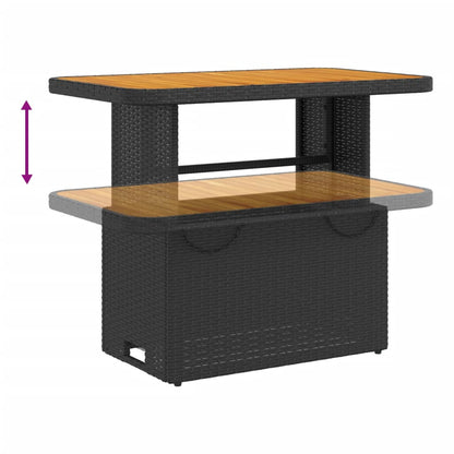 vidaXL Table de jardin noire 90x55x71 cm en résine tressée et bois d'acacia