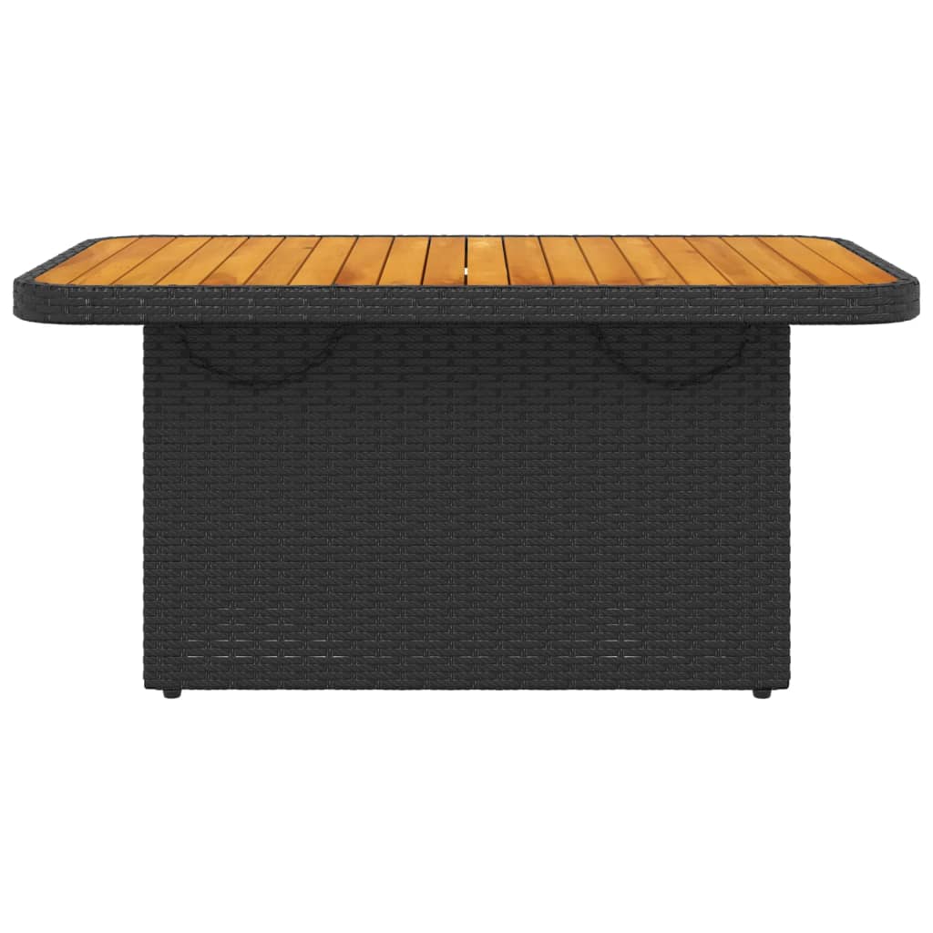 vidaXL Table de jardin noire 90x55x71 cm en résine tressée et bois d'acacia