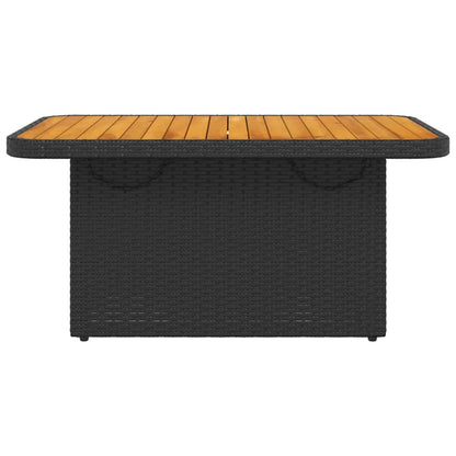 vidaXL Table de jardin noire 90x55x71 cm en résine tressée et bois d'acacia