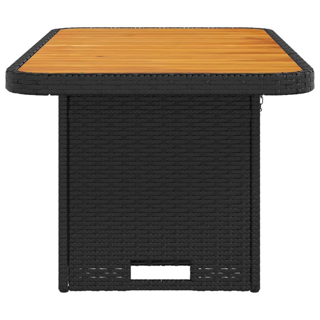 vidaXL Table de jardin noire 90x55x71 cm en résine tressée et bois d'acacia