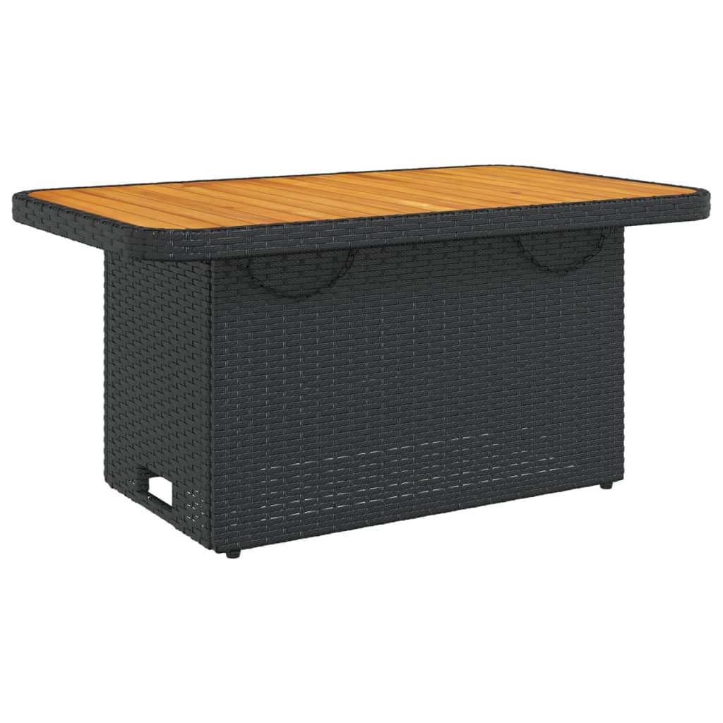 vidaXL Table de jardin noire 90x55x71 cm en résine tressée et bois d'acacia