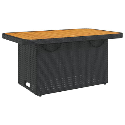 vidaXL Table de jardin noire 90x55x71 cm en résine tressée et bois d'acacia