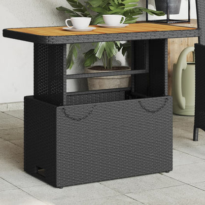 vidaXL Table de jardin noire 90x55x71 cm en résine tressée et bois d'acacia
