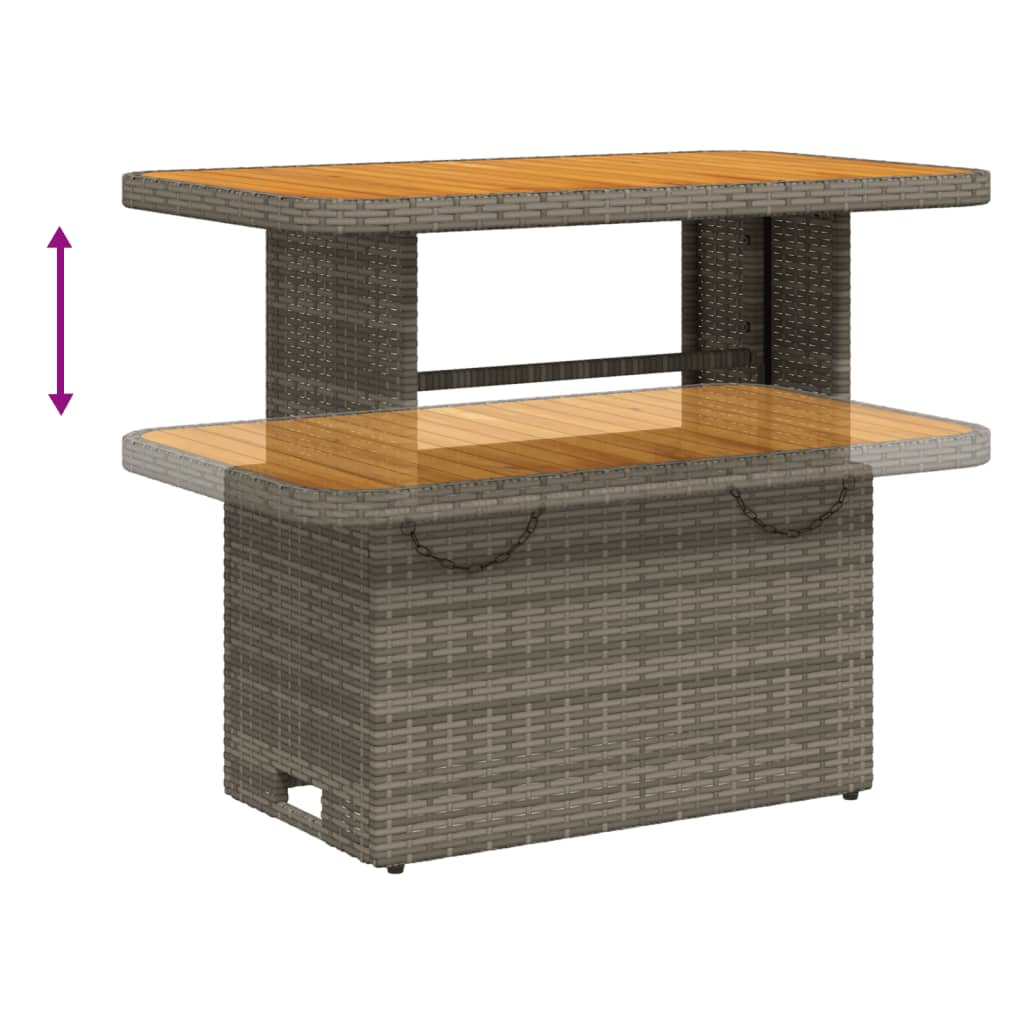 vidaXL Gartentisch Grau 90x55x71 cm Poly Rattan und Akazienholz