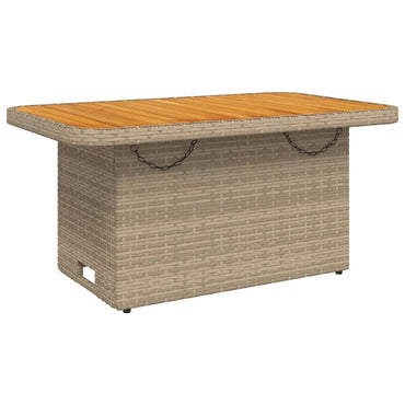 vidaXL Table de jardin beige 90x55x71 cm résine tressée et bois d'acacia
