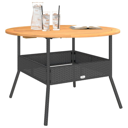 vidaXL Table de jardin avec plateau en bois Noir Ø110x71 cm Poly rotin