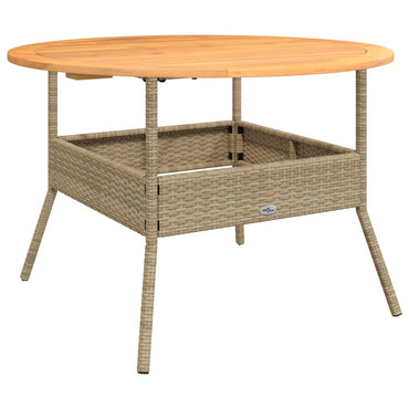 vidaXL Table de jardin avec plateau en bois Beige Ø110x71 cm Rotin PE