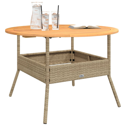 vidaXL Table de jardin avec plateau en bois Beige Ø110x71 cm Rotin PE
