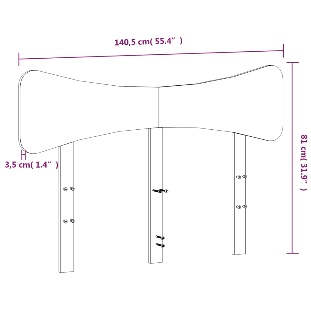 vidaXL Kopfteil Wachsbraun 135 cm Massivholz Kiefer