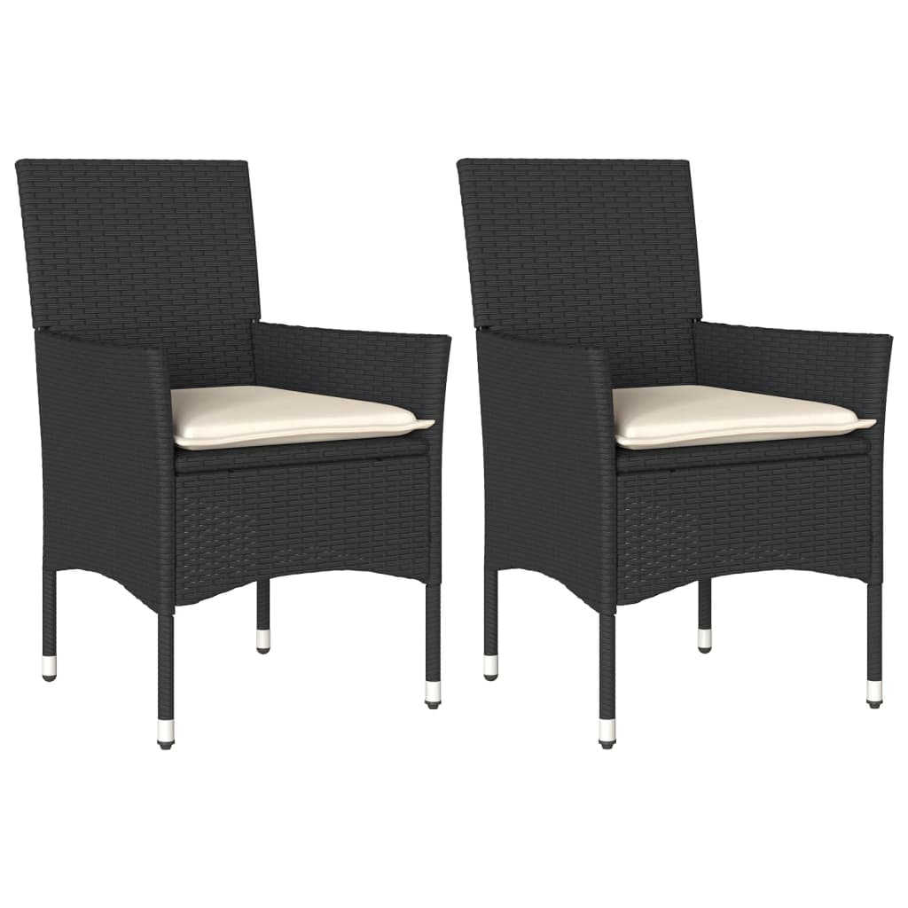 vidaXL Chaises de jardin avec coussins 2 pcs Noir Résine tressée