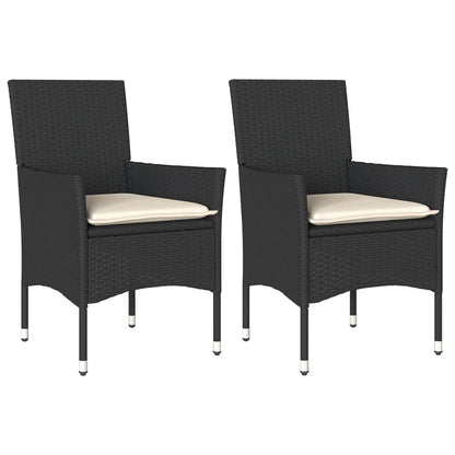 vidaXL Chaises de jardin avec coussins 2 pcs Noir Résine tressée