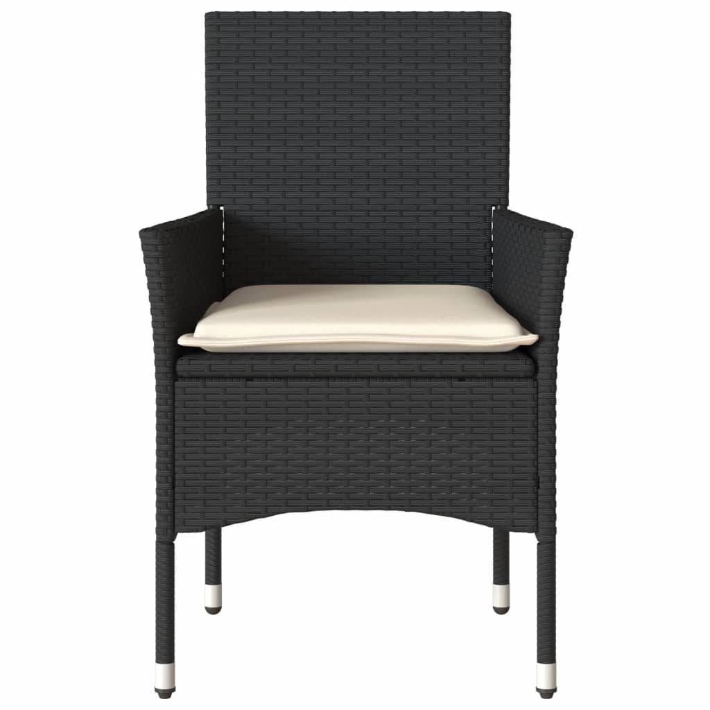 vidaXL Chaises de jardin avec coussins 2 pcs Noir Résine tressée