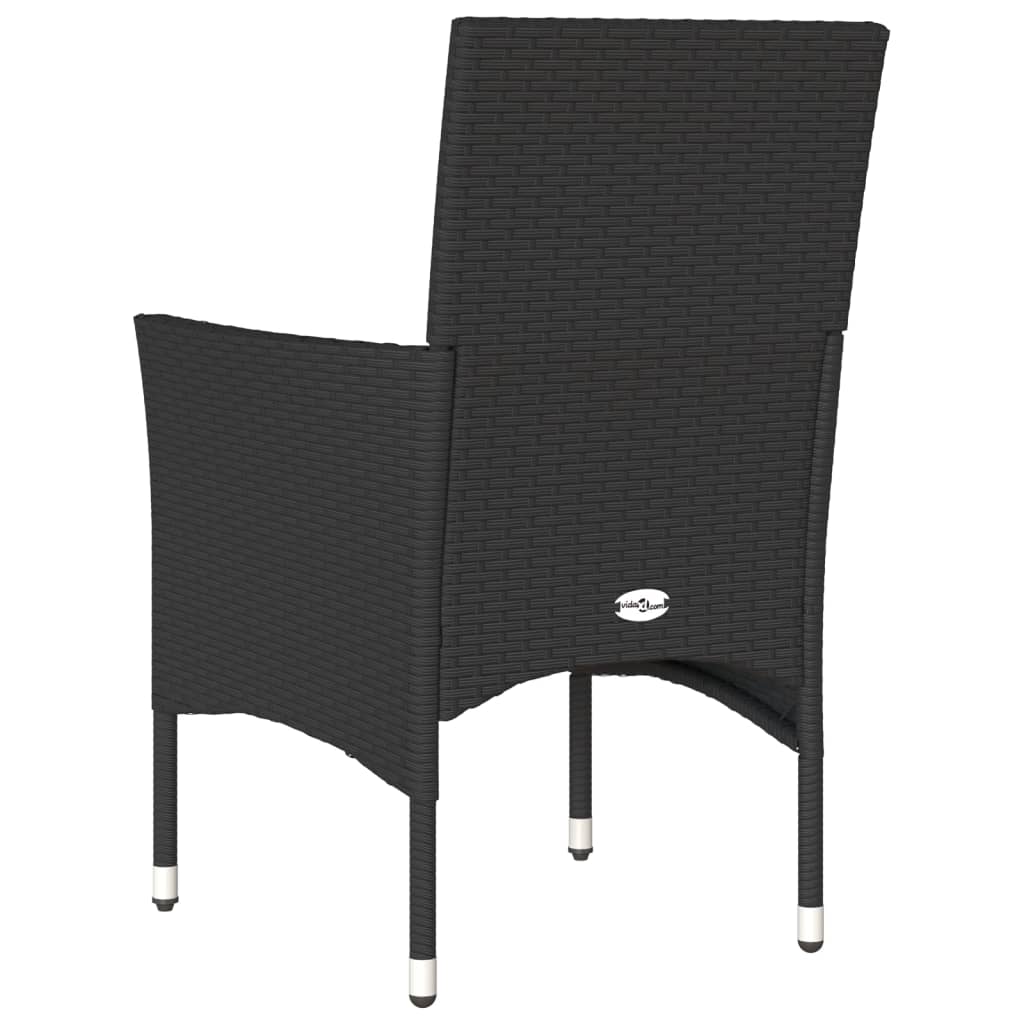 vidaXL Chaises de jardin avec coussins 2 pcs Noir Résine tressée