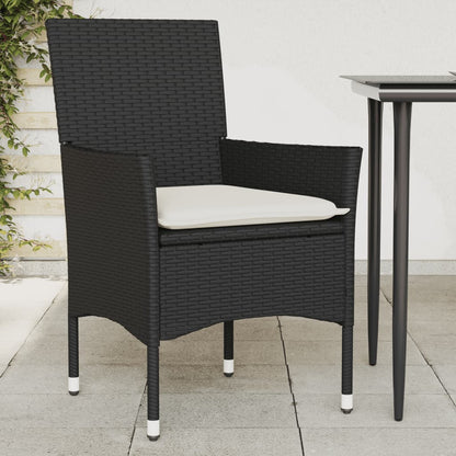 vidaXL Chaises de jardin avec coussins 2 pcs Noir Résine tressée