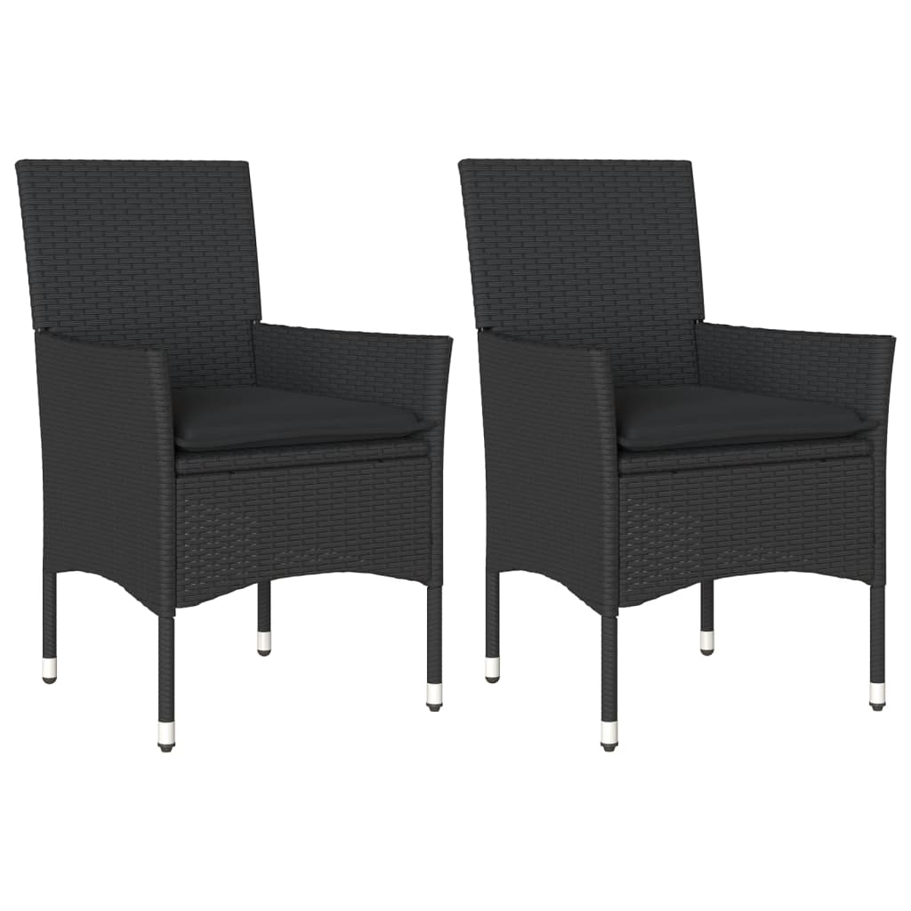 vidaXL Chaises de jardin avec coussins 2 pcs Noir Résine tressée