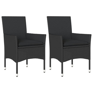 vidaXL Chaises de jardin avec coussins 2 pcs Noir Résine tressée