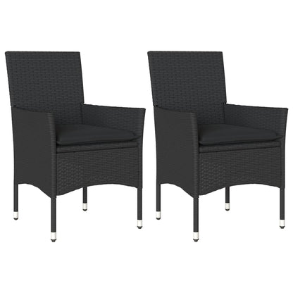 vidaXL Chaises de jardin avec coussins 2 pcs Noir Résine tressée