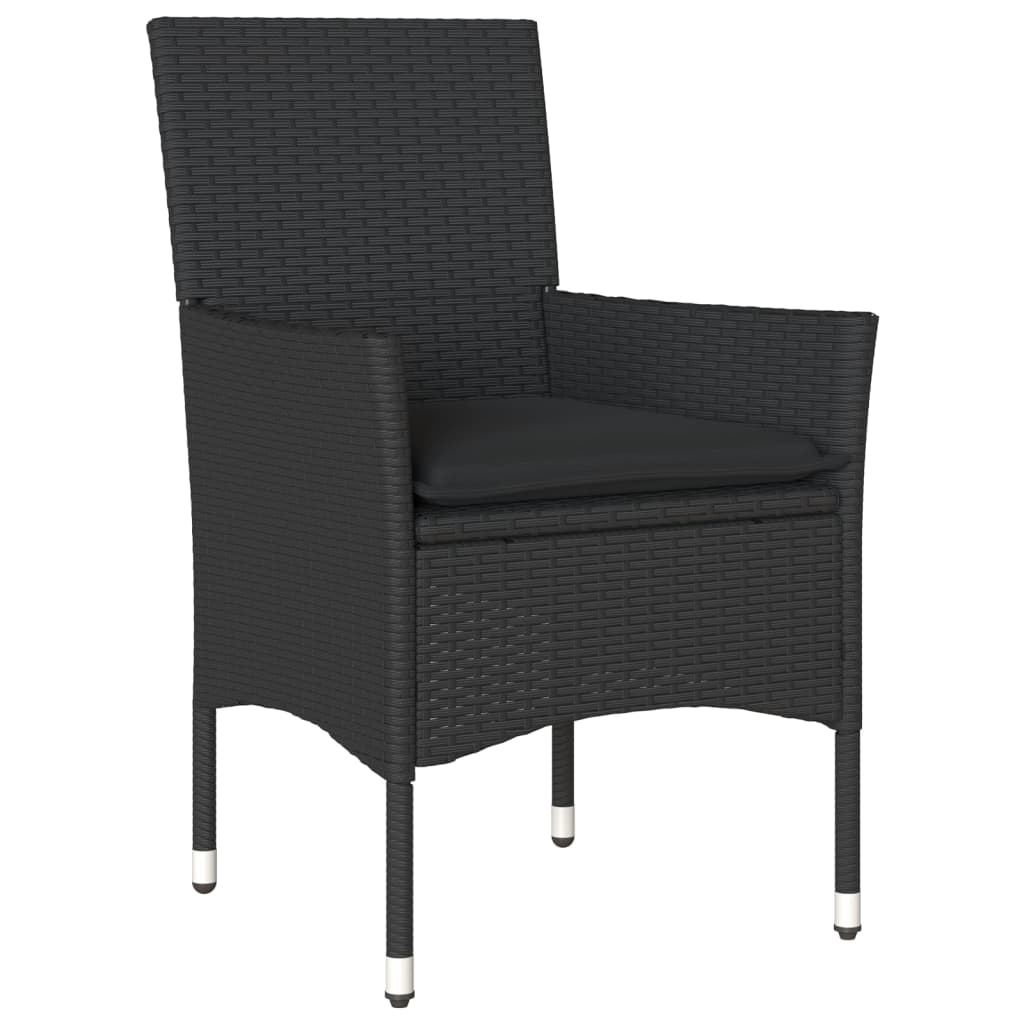vidaXL Chaises de jardin avec coussins 2 pcs Noir Résine tressée