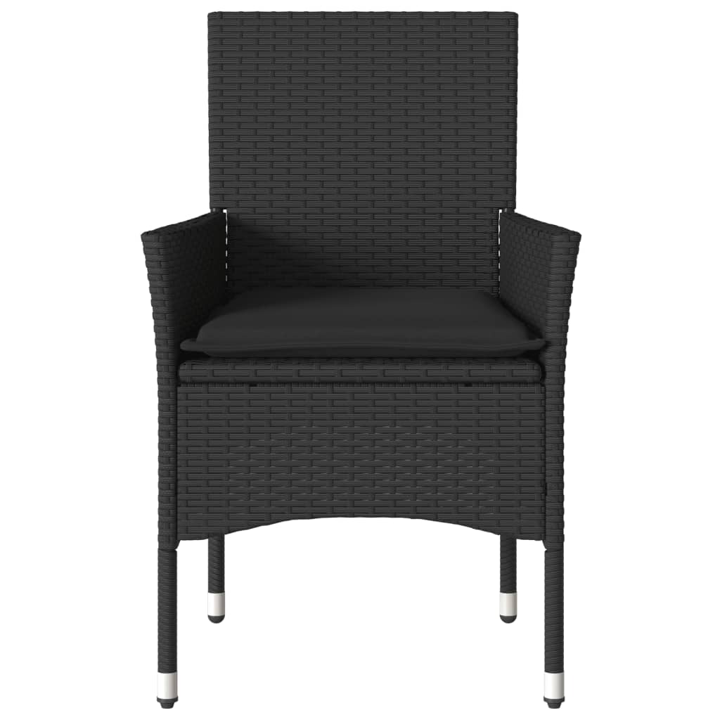 vidaXL Chaises de jardin avec coussins 2 pcs Noir Résine tressée