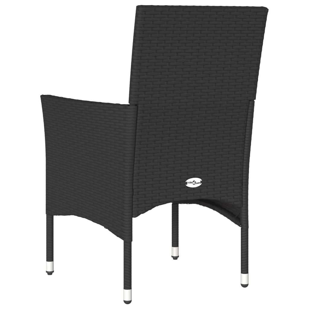 vidaXL Chaises de jardin avec coussins 2 pcs Noir Résine tressée