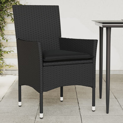 vidaXL Chaises de jardin avec coussins 2 pcs Noir Résine tressée
