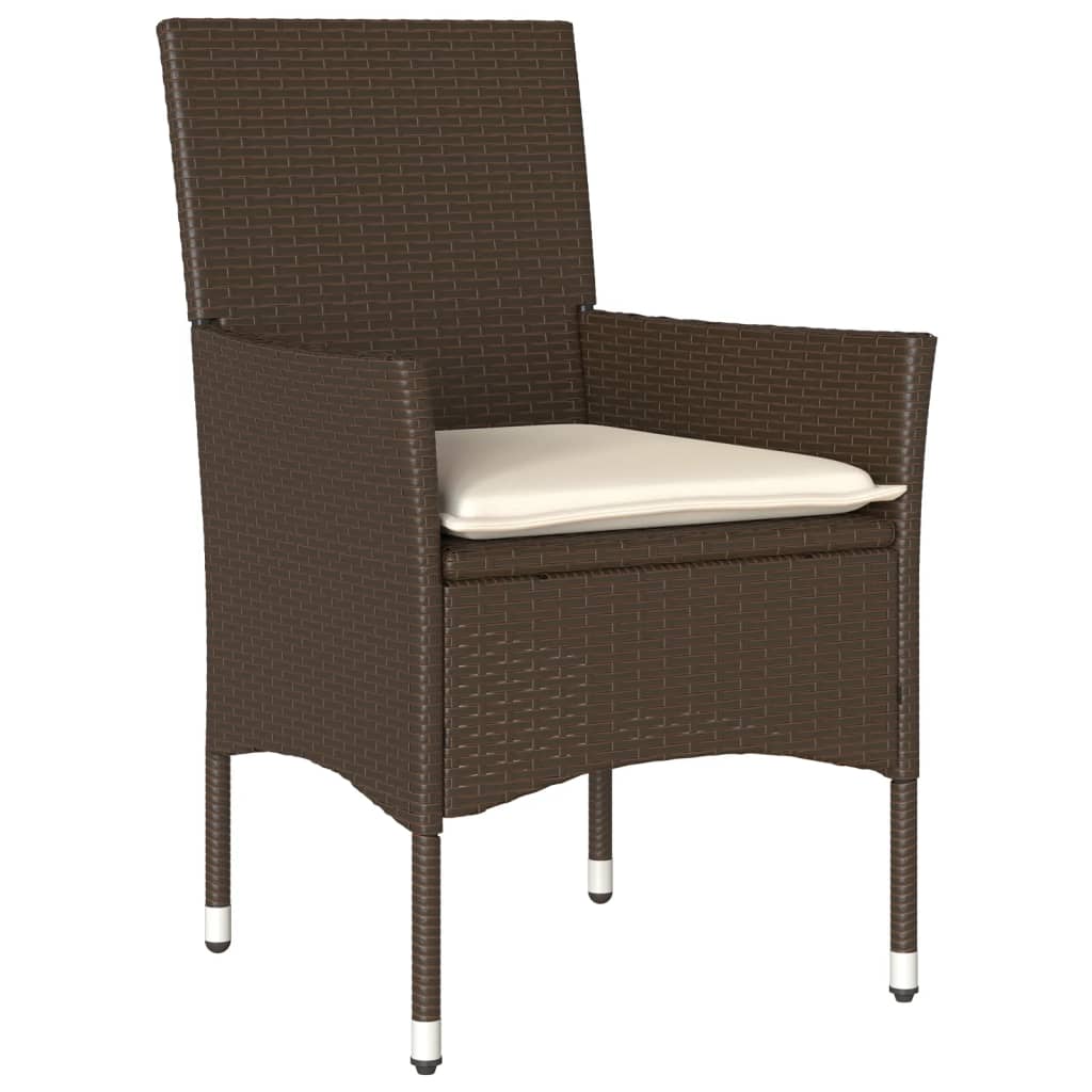vidaXL Chaises de jardin avec coussins 2 pcs. Marron Résine tressée