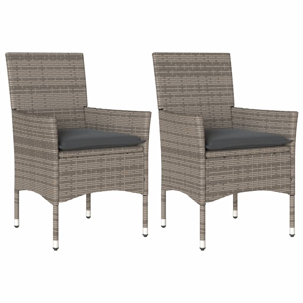 vidaXL Chaises de jardin avec coussins 2 pcs Gris Résine tressée